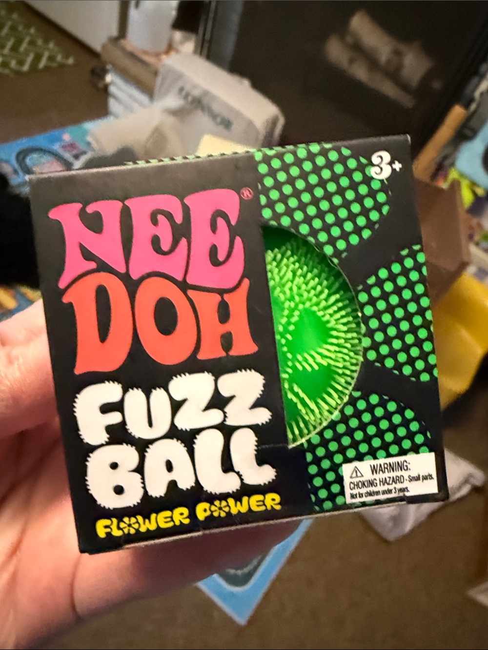 Schylling- Needoh- Green Fuzz Ball- Flower Power- AUTHENTIC